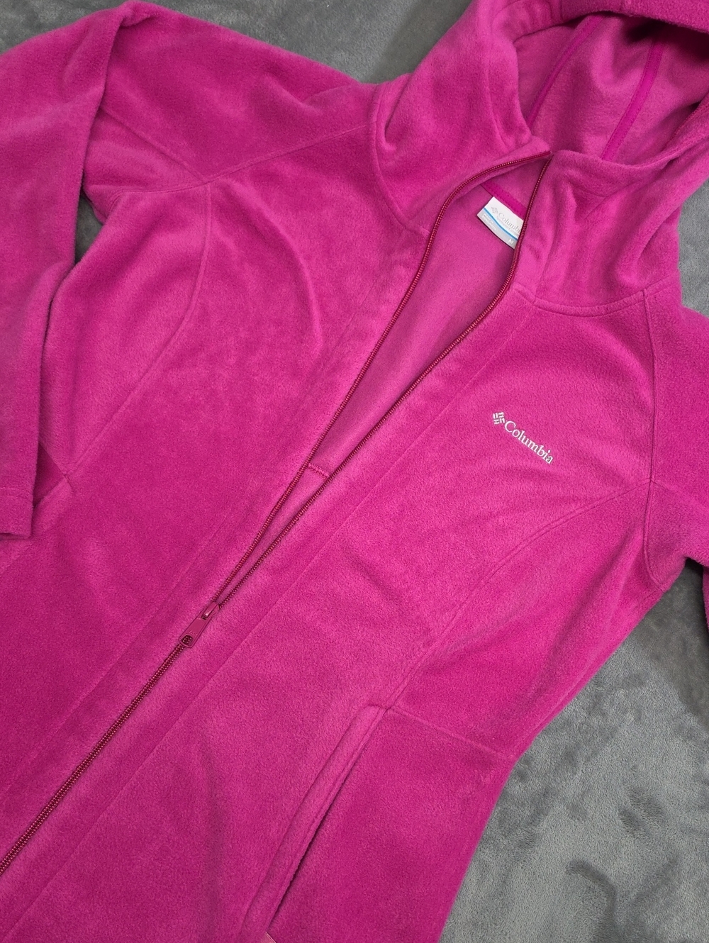 Columbia Women's M Magenta Long Hooded Fleece Jacket